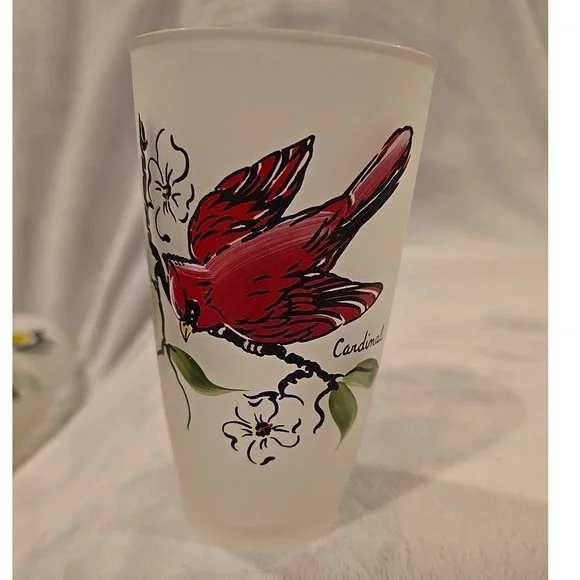 Set 7 MCM Vintage‎ Different Birds Frosted Drinking Glasses 5.5" bluebird… - Picture 7 of 8